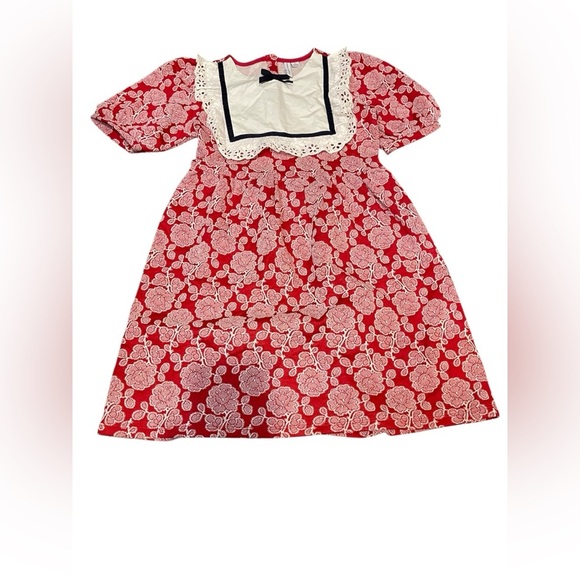 Janie and Jack Red Floral Lace Dress - Picture 2 of 5